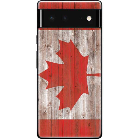 Canadian Flag Dark Wood Google Pixel 6 Skin